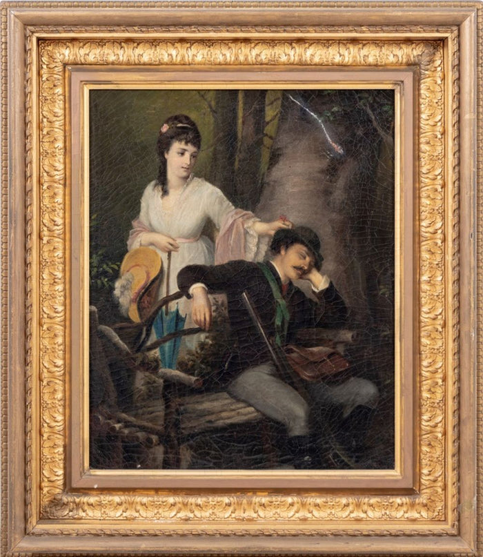 Julius Schrader The Sleeping Hunter Oil on Canvas