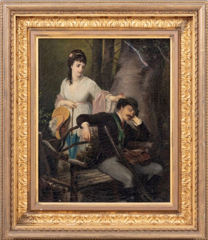 Julius Schrader The Sleeping Hunter Oil on Canvas