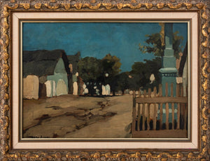 Janos Vaszary View of Town at Dusk Oil on Panel (9741229916467)