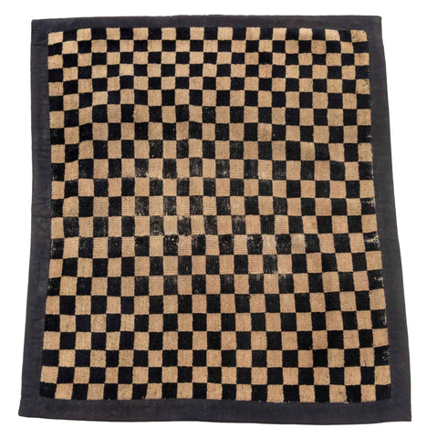 Tibetan Black and Tan Checkered Rug, 3' 5