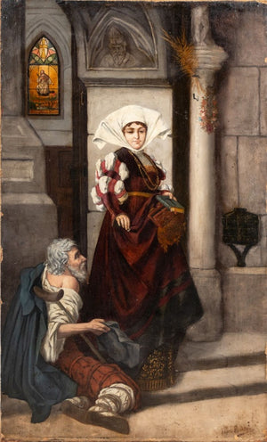 Henry L. Richter Charity Oil on Canvas, 19th C. (9808313811251)