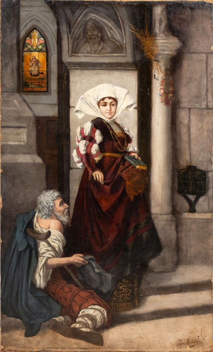 Henry L. Richter Charity Oil on Canvas, 19th C.