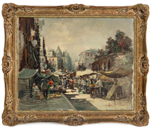 Amedeo Sica City Market Scene Oil on Canvas (9821276995891)