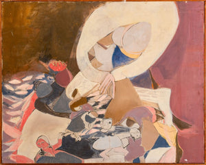 Eva Bouzard-Hui Abstract Figural Composition Oil (9896545878323)