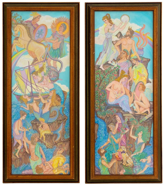Art Nouveau Style Mythology Scene Gouache, Pr