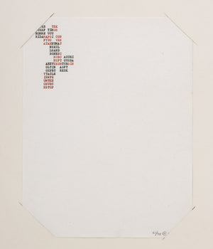 Carl Andre "Yucatan" Xerox Poem Page, 1973