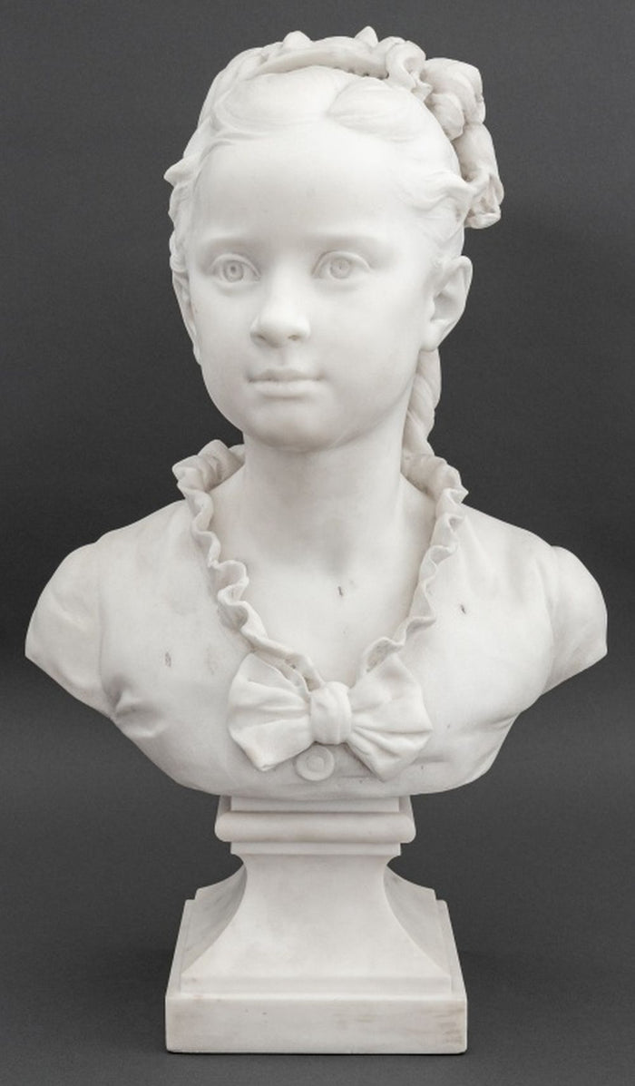 Eugene Delaplanche A Young Girl Marble Bust, 1878