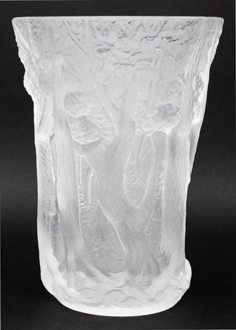 Bohemian Frosted Art Glass Forest Vase