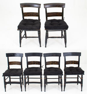 American Stenciled and Ebonized Side Chairs, 6 (8920554897715)