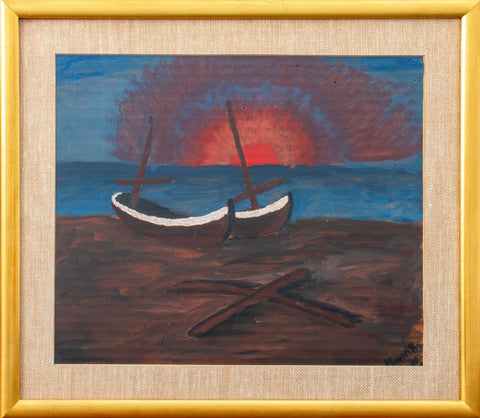 20th Century School Boats at Sunset Acrylic