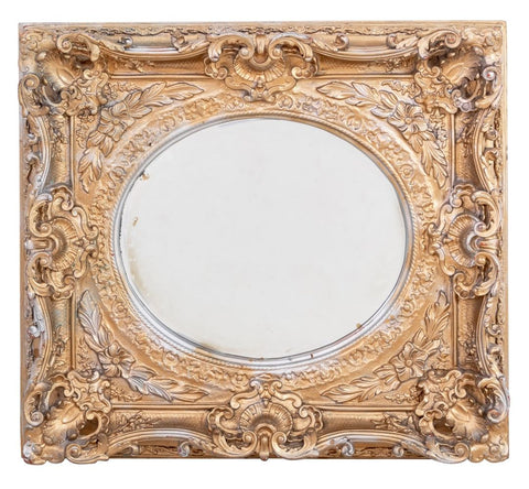 Rococo Style Gilt & Silvered Composition Mirror