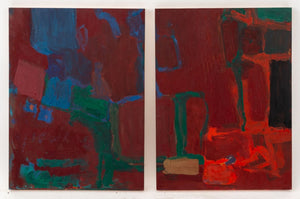 Robert O'Meara Abstract Composition Diptych Oil (9745190388019)