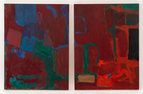 Robert O'Meara Abstract Composition Diptych Oil