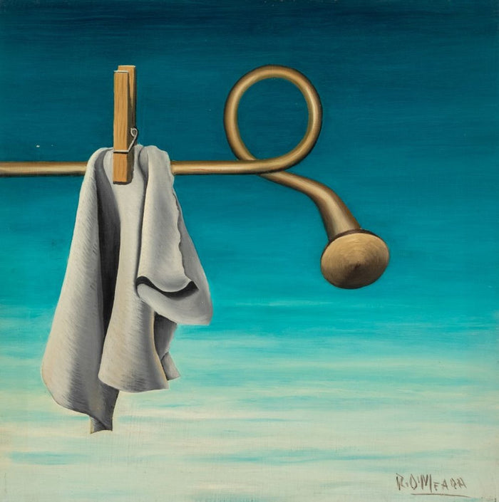 Robert O'Meara Surrealist Clothesline Oil on Board