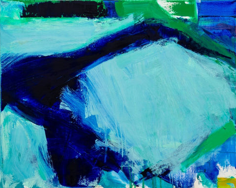 Robert O'Meara Abstract in Blues and Greens Oil