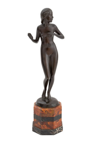 Lissy Eckart Standing Nude Woman Bronze Sculpture