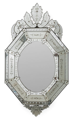 Venetian Style Etched Octagonal Mirror