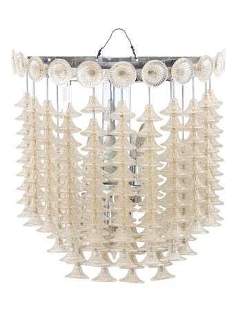 Venini Style Two-Tier Crystal Sconce