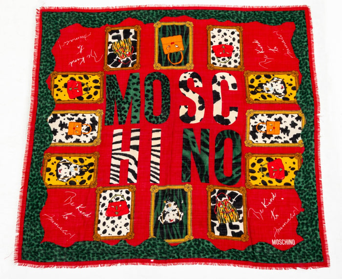 Moschino "Be Kind to Animals" Cotton Blend Scarf