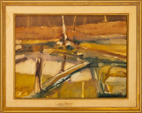 John Metheany III Abstract Landscape Oil on Board