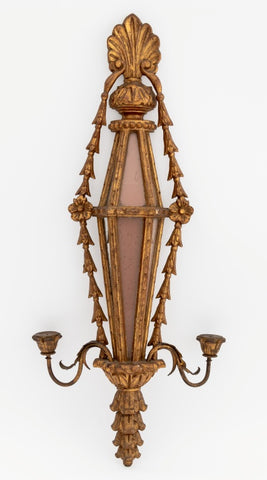 Neoclassical Style Giltwood Mirrored Wall Sconce