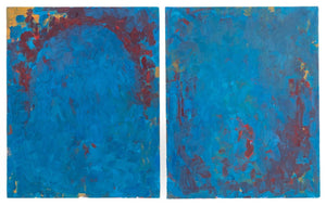 Robert O'Meara Abstract in Blue Diptych Oil (9790570561843)