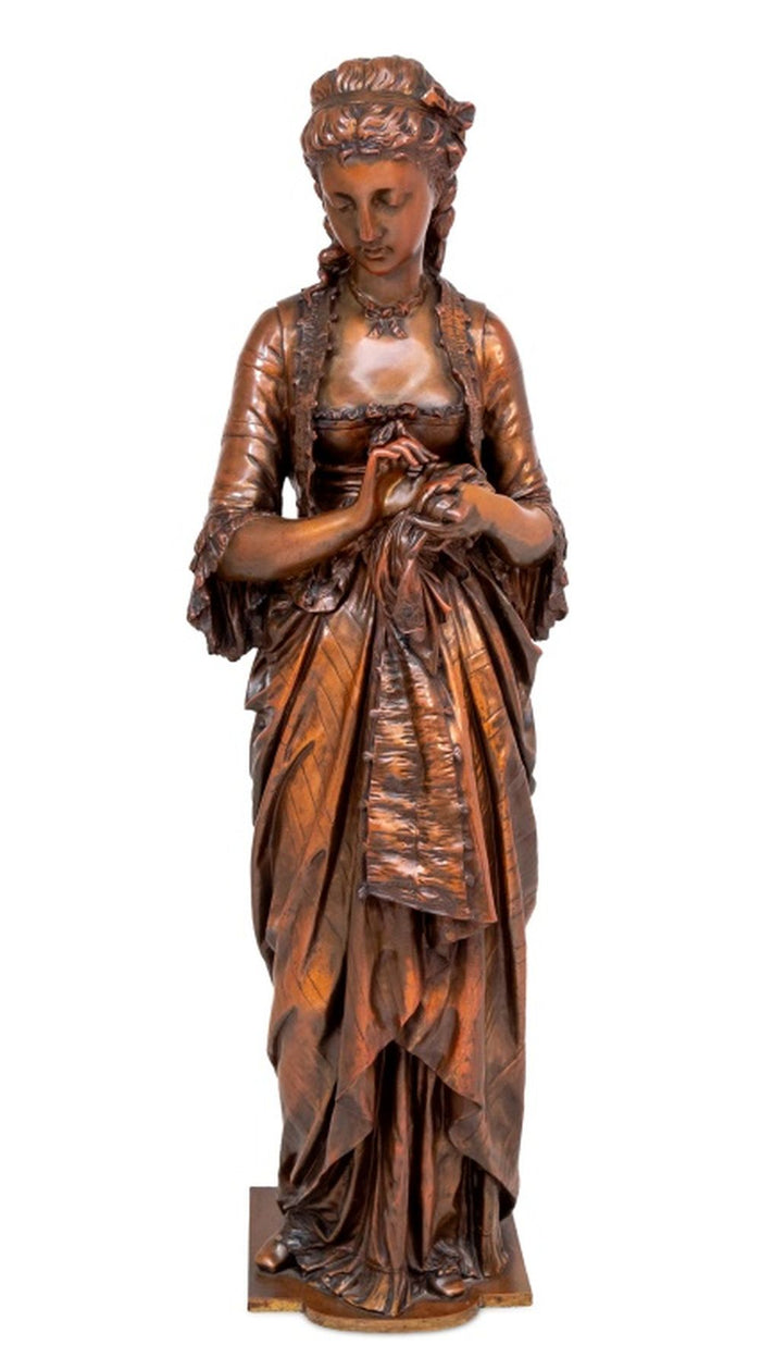 Eugene Aizelin "Jolie Couseuse" Patinated Bronze