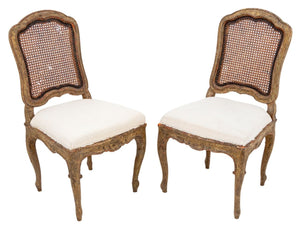 French Provincial Painted Wood Side Chairs, Pair