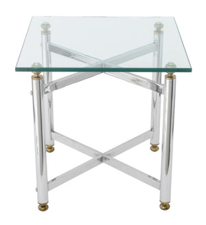 Modern Glass Top Chrome End Table (9742202536243)