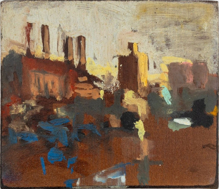 Robert O'Meara Miniature Cityscape Oil on Board