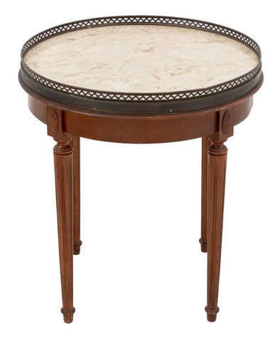Louis XVI Style Walnut Circular Marble Top Table