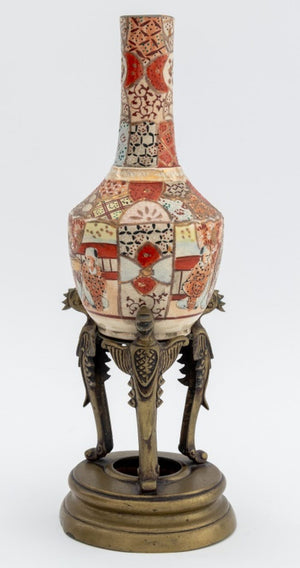 Japanese Satsuma Pottery Bottle Vase (9807385788723)