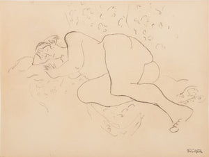 Manfred Schwartz Reclining Nude Woman Charcoal (9757935829299)