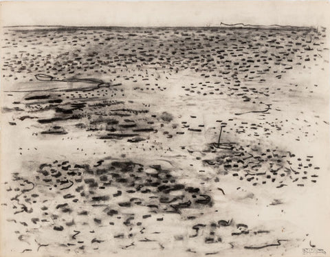 Manfred Schwartz Beach Seascape Charcoal on Paper