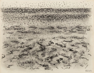 Manfred Schwartz Beach Seascape Charcoal on Paper (9759901876531)