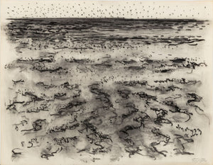 Manfred Schwartz Beach Seascape Charcoal on Paper (9759905644851)