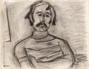 Manfred Schwartz Portrait of Man Charcoal on Paper (9772701647155)