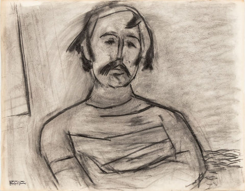 Manfred Schwartz Portrait of Man Charcoal on Paper