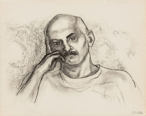 Manfred Schwartz Portrait of Man Charcoal on Paper (9773526450483)