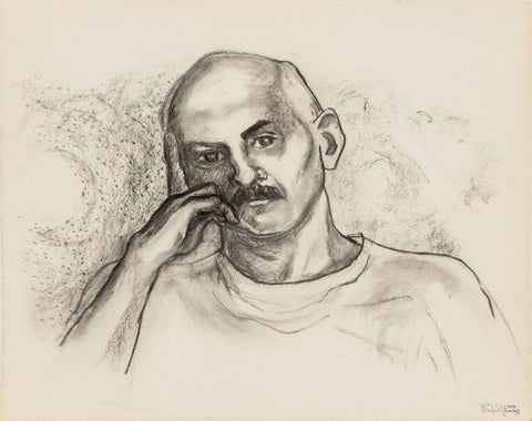 Manfred Schwartz Portrait of Man Charcoal on Paper