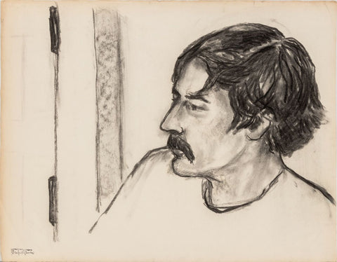Manfred Schwartz Portrait of Man Charcoal on Paper