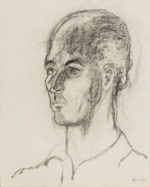 Manfred Schwartz Portrait of Man Charcoal on Paper (9773552501043)