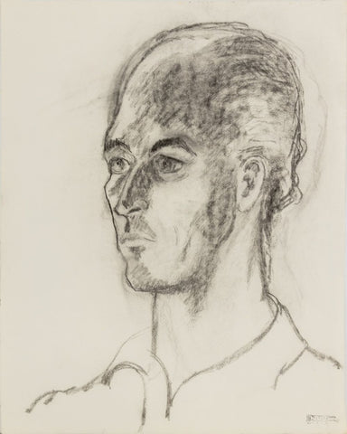 Manfred Schwartz Portrait of Man Charcoal on Paper