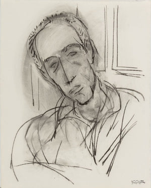 Manfred Schwartz Portrait of Man Charcoal on Paper (9773566099763)