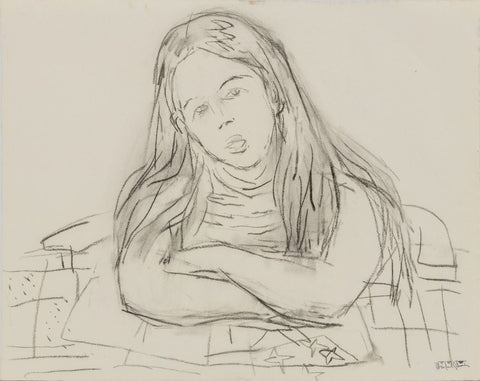 Manfred Schwartz Portrait of a Woman Charcoal