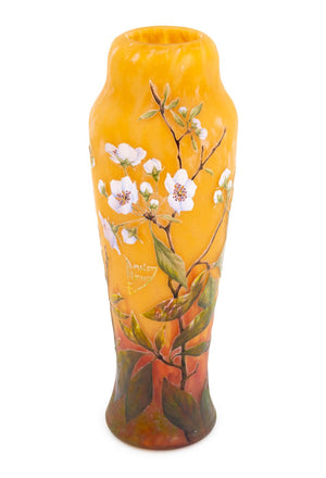 Daum Nancy Cameo and Enameled Art Glass Vase (9898326163763)