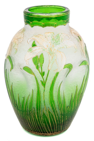 Honesdale Green Cameo Glass Vase, ca. 1900
