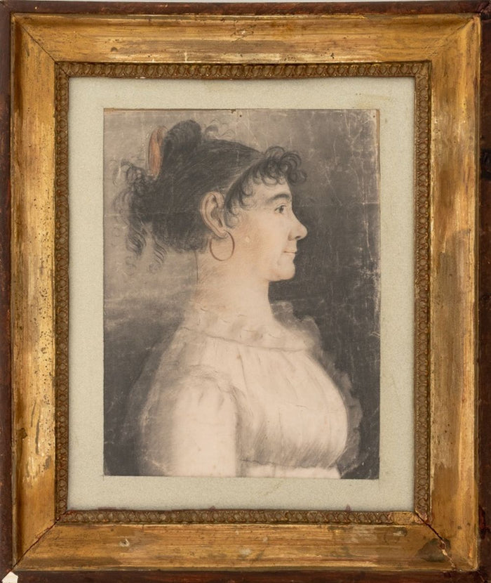 English School Portrait of a Woman Charcoal