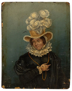 English Portrait of a Woman Oil on Panel, 19th C. (9887595430195)