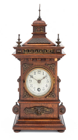 Black Forest Lenzkirch Oak Wood Mantle Clock